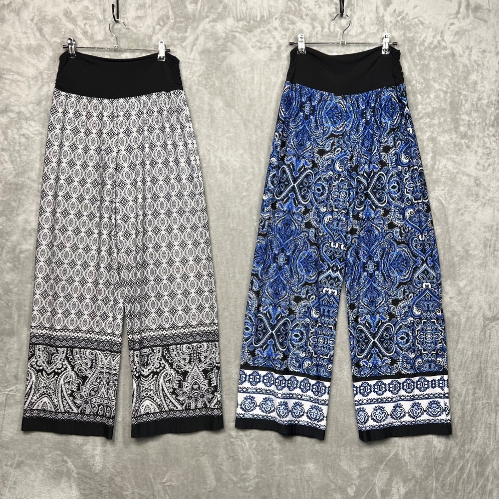 Resortwear‎ Wide Leg Pants Womens M Paisley Flowy Boho Art Palazzo Apt 9